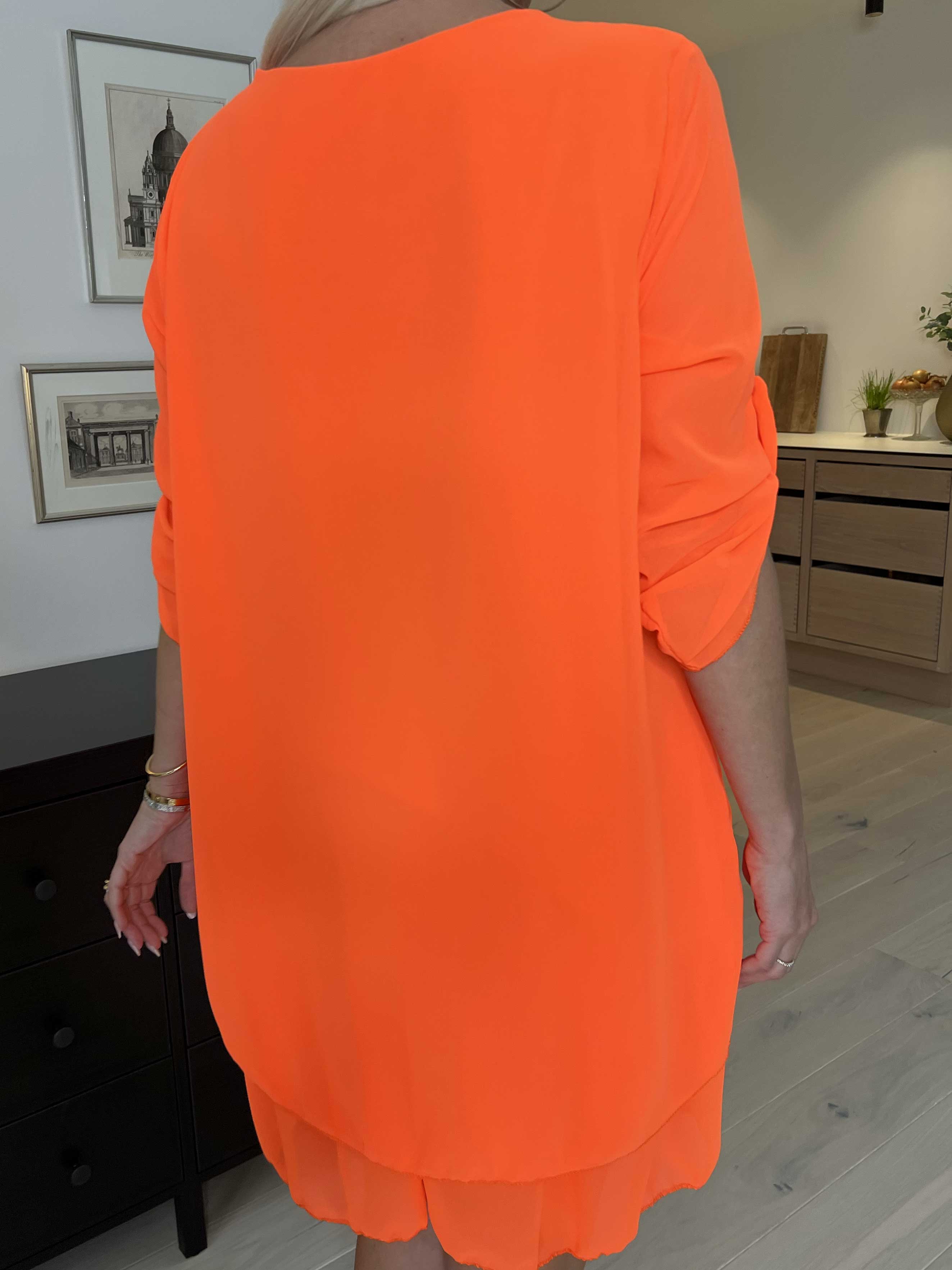 Jill - Chiffon tunikakjole med viskose underkjole